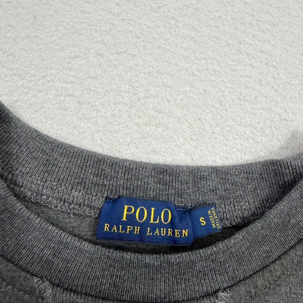 Polo Ralph Lauren Sweatshirt Mens S Gray Side Zip Crewneck Pullover V-Stitch